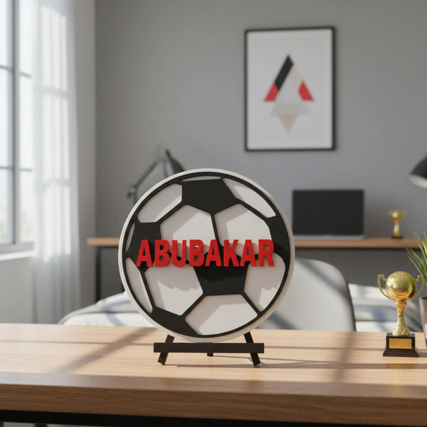 Football Fan 3D Sign: Personalized ABUBAKAR Name Art